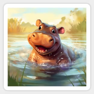 Happy Hippo Sticker